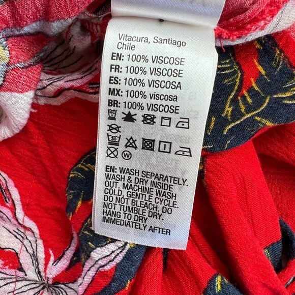 Roxy Red Floral Long-Sleeve V-neck Romper Size Small - Picture 11 of 12